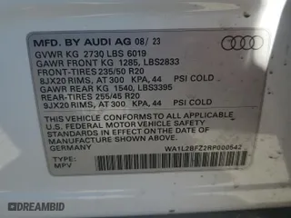 2024 Audi Q4 e-tron Premium Plus with VIN WA1L2BFZ2RP000542, listed as a Copart auction lot 58436604 with 4,946 mi miles and Salvage Title. Bid and sale history available at carsss.com. Image 12.