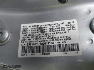 2008 Honda Element EX with VIN 5J6YH28788L019103, listed as a IAAI auction lot 41691495 with 247,286 mi miles. Bid and sale history available at carsss.com. Image 9.