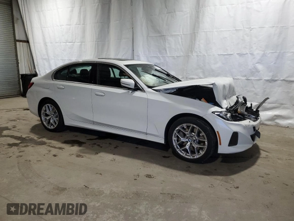 2025 BMW 3 Series 330i xDrive with VIN 3MW89CW02S8F00975, listed as a Copart auction lot 89027935 with 3,667 mi miles and Salvage Title. Bid and sale history available at carsss.com. Image 4.