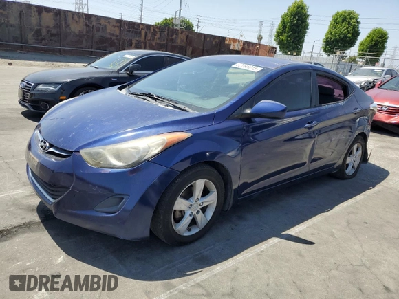 2013 Hyundai Elantra GLS with VIN KMHDH4AE7DU487588, listed as a Copart auction lot 62098015 with 106,046 mi miles and Salvage title. Bid and sale history available at DreamBid. Image 1.