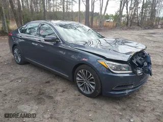 2017 Genesis G80 3.8L with VIN KMHGN4JE9HU168396, listed as a IAAI auction lot 41248466 with 108,708 mi miles. Bid and sale history available at carsss.com. Image 1.