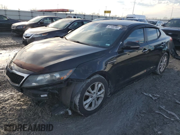 2013 Kia Optima EX with VIN 5XXGN4A79DG118068, listed as a Copart auction lot 47100765 with 154,890 mi miles and Salvage Title. Bid and sale history available at carsss.com. Image 1.