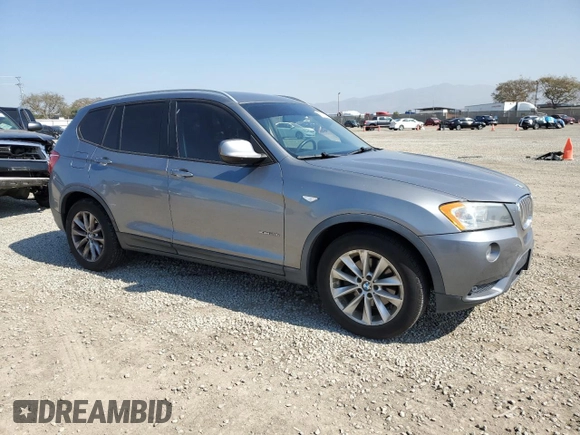 2013 BMW X3 xDrive28i with VIN 5UXWX9C51D0A28673, listed as a Copart auction lot 46947165 with 157,987 mi miles and Clean Title. Bid and sale history available at carsss.com. Image 4.