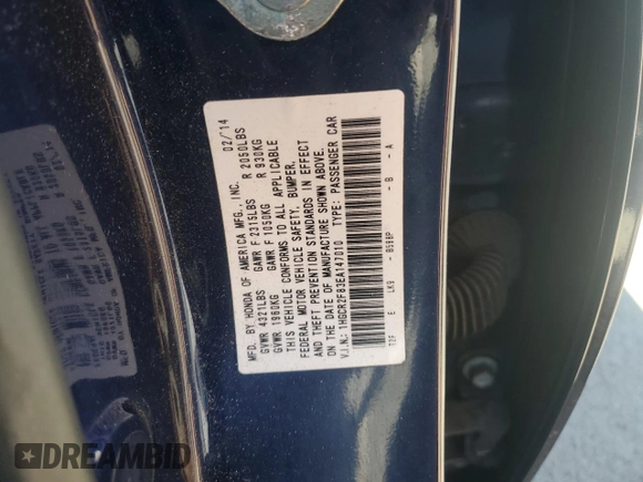2014 Honda Accord Sedan EX-L with VIN 1HGCR2F83EA147010, listed as a Copart auction lot 50054385 with 177,805 mi miles and Salvage Title. Bid and sale history available at carsss.com. Image 13.