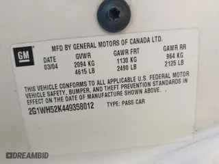2004 Chevrolet Impala LS with VIN 2G1WH52K449358012, listed as a IAAI auction lot 41801526 with 1 mi miles. Bid and sale history available at carsss.com. Image 9.