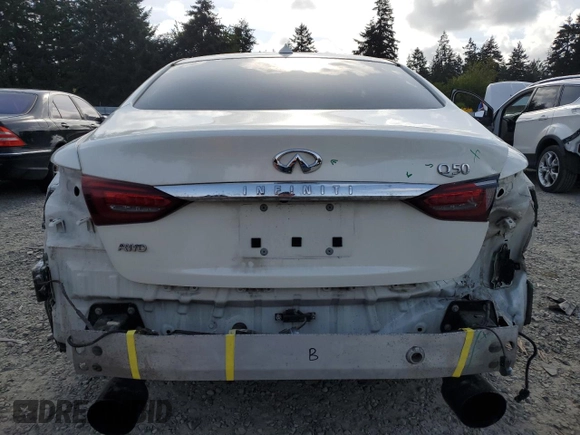 2019 Infiniti Q50 Luxe с VIN JN1EV7AR0KM592625, выставлен на аукционе Copart как лот 57175775 с пробегом 57 239 миль миль и Списание • Salvage title. История ставок и продаж доступна на DreamBid. Изображение 6.