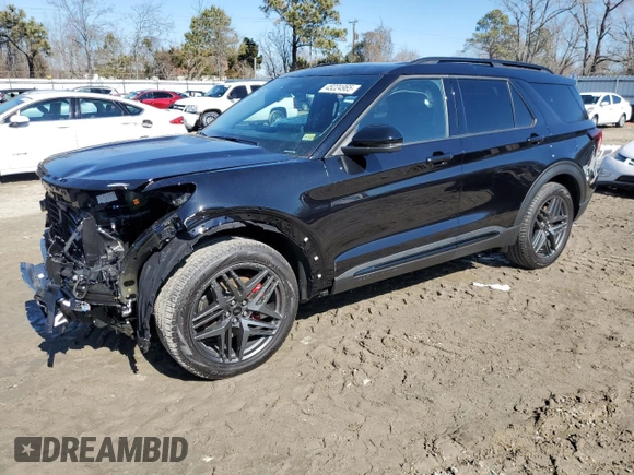 2025 Ford Explorer ST with VIN 1FMWK8GC5SGA97088, listed as a Copart auction lot 45224965 with 625 mi miles and Salvage Title. Bid and sale history available at carsss.com. Image 1.
