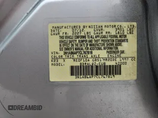 2012 Nissan Sentra 2.0 with VIN 3N1AB6AP7CL767819, listed as a Copart auction lot 58661265 with 118,150 mi miles and Salvage title. Bid and sale history available at DreamBid. Image 12.