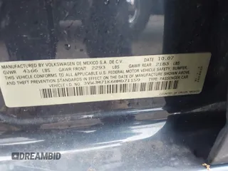 2008 Volkswagen Jetta S с VIN 3VWJM71K68M071159, выставлен на аукционе IAAI как лот 42268102 с пробегом 159 231 миль миль и . История ставок и продаж доступна на DreamBid. Изображение 9.