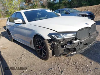 2023 BMW 5 Series M550i xDrive with VIN WBA13BK04PCL88909, listed as a IAAI auction lot 42045994 with 27,729 mi miles and . Bid and sale history available at DreamBid. Image 1.