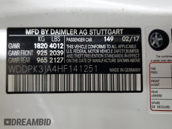 2017 Mercedes-Benz SLC 300 z VIN WDDPK3JA4HF141251, wystawiony jako Copart lot #71945714 z przebiegiem 47 165 mil mil oraz Szkoda całkowita • Salvage title. Historia ofert i sprzedaży dostępna na DreamBid. Obrazek 13.