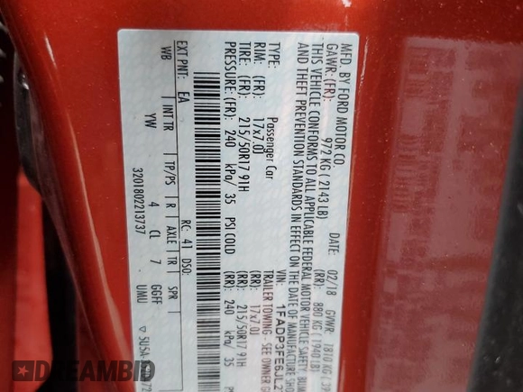 2018 Ford Focus SE with VIN 1FADP3FE6JL276125, listed as a Copart auction lot 59358325 with 155,208 mi miles and Salvage title. Bid and sale history available at DreamBid. Image 12.