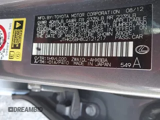 2012 Lexus CT CT 200h with VIN JTHKD5BH8C2121217, listed as a IAAI auction lot 42139460 with 143,570 mi miles and . Bid and sale history available at carsss.com. Image 9.