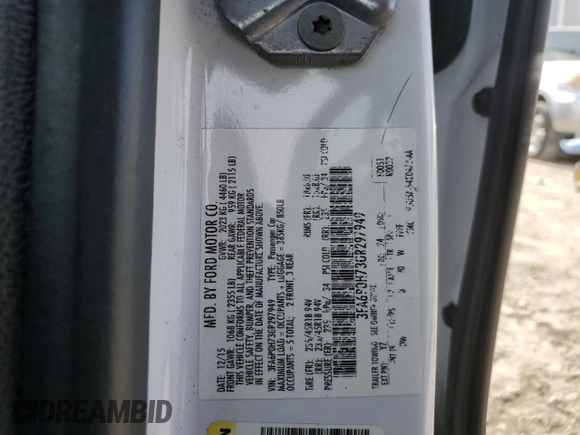2016 Ford Fusion SE with VIN 3FA6P0H73GR297949, listed as a Copart auction lot 89116755 with 119,574 mi miles and Salvage Title. Bid and sale history available at DreamBid. Image 12.