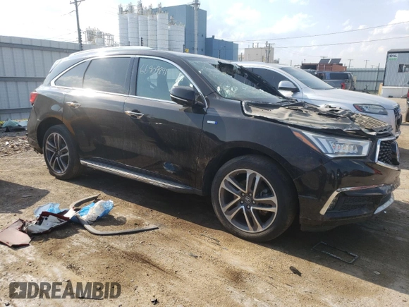 2017 Acura MDX Sport Hybrid w/Advance Pkg with VIN 5FRYD7H72HB001163, listed as a Copart auction lot 58867064 with 0 mi miles and Salvage Title. Bid and sale history available at carsss.com. Image 4.