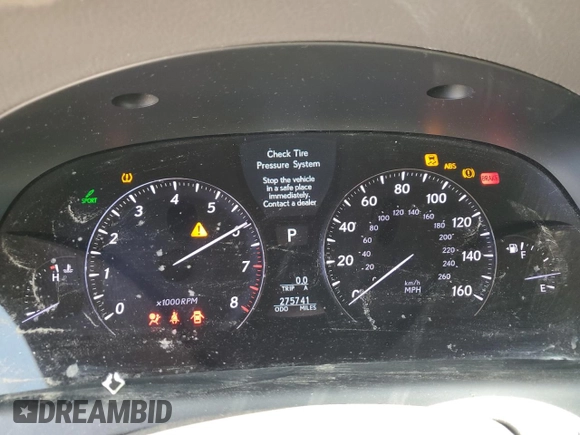 2008 Lexus LS 460 L with VIN JTHGL46F585031637, listed as a Copart auction lot 52797845 with 275,741 mi miles and Salvage title. Bid and sale history available at DreamBid. Image 9.