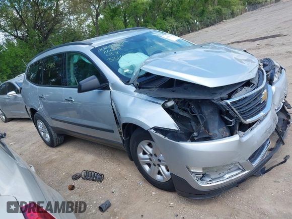 2014 Chevrolet Traverse LS z VIN 1GNKVFED1EJ334488, wystawiony jako IAAI lot #42199428 z przebiegiem 161 200 mil mil oraz . Historia ofert i sprzedaży dostępna na DreamBid. Obrazek 1.