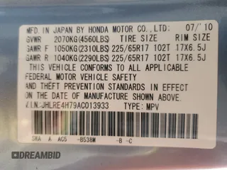 2010 Honda CR-V EX-L z VIN JHLRE4H79AC013933, wystawiony jako Copart lot #47098715 z przebiegiem 109 721 mil mil oraz Szkoda całkowita • Salvage title. Historia ofert i sprzedaży dostępna na DreamBid. Obrazek 13.