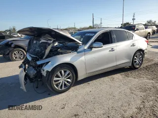 2017 Infiniti Q50 2.0t with VIN JN1CV7AR5HM681574, listed as a Copart auction lot 50114215 with 61,344 mi miles and Salvage Title. Bid and sale history available at carsss.com. Image 1.