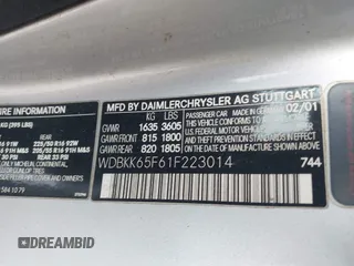 2001 Mercedes-Benz SLK 230/320 z VIN WDBKK65F61F223014, wystawiony jako IAAI lot #42193397 z przebiegiem 291 610 mil mil oraz . Historia ofert i sprzedaży dostępna na DreamBid. Obrazek 9.