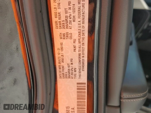 2022 Jeep Grand Cherokee Limited with VIN 1C4RJJBG8N8516815, listed as a Copart auction lot 59784855 with 50,818 mi miles and Salvage title. Bid and sale history available at DreamBid. Image 13.