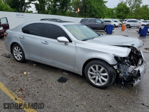 2007 Lexus LS 460 with VIN JTHBL46FX75031383, listed as a Copart auction lot 59386745 with Not provided miles and Salvage title. Bid and sale history available at DreamBid. Image 4.