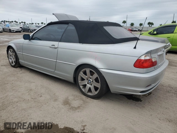 2003 BMW 3 Series 325Ci with VIN WBABS33423PG92549, listed as a Copart auction lot 76874284 with 0 mi miles and Salvage Title. Bid and sale history available at carsss.com. Image 2.