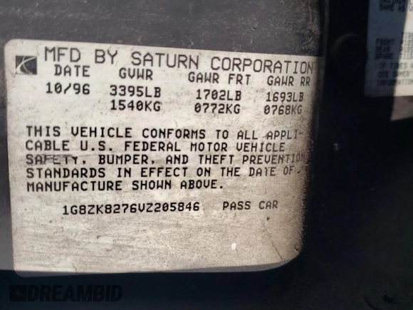 1997 Saturn SW z VIN 1G8ZK8276VZ205846, wystawiony jako Copart lot #82355564 z przebiegiem 178 543 mil mil oraz Szkody całkowita. Historia ofert i sprzedaży dostępna na DreamBid. Obrazek 12.