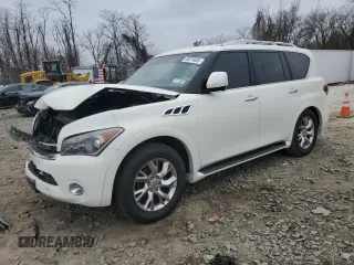 2012 Infiniti QX56 7-passenger with VIN JN8AZ2NE0C9021218, listed as a Copart auction lot 49274605 with 167,498 mi miles and Salvage Title. Bid and sale history available at carsss.com. Image 1.
