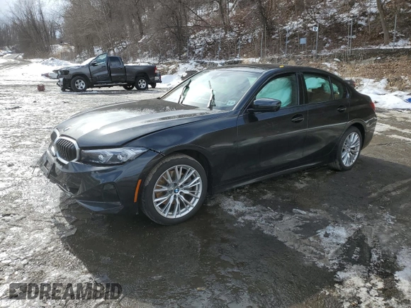 2023 BMW 3 Series 330i xDrive with VIN 3MW89FF09P8D76308, listed as a Copart auction lot 45942695 with 0 mi miles and Salvage Title. Bid and sale history available at carsss.com. Image 1.