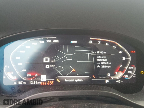 2021 BMW X3 M z VIN 5YMTS0C07M9H46198, wystawiony jako Copart lot #43665525 z przebiegiem 17 100 mil mil oraz Szkoda całkowita • Salvage title. Historia ofert i sprzedaży dostępna na DreamBid. Obrazek 9.