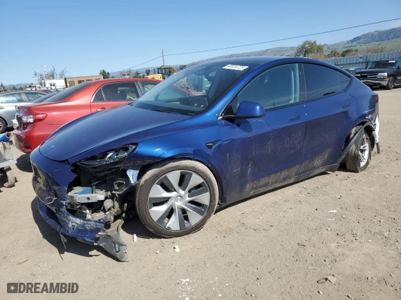 2023 Tesla Model Y Long Range with VIN 7SAYGAEE3PF828728, listed as a Copart auction lot 48524725 with 43,408 mi miles and Salvage Title. Bid and sale history available at carsss.com. Image 1.