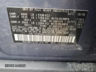 2017 Subaru Outback Limited with VIN 4S4BSANC5H3321520, listed as a Copart auction lot 66265785 with 73,602 mi miles and Salvage title. Bid and sale history available at DreamBid. Image 12.