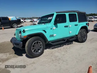 2021 Jeep Wrangler Unlimited 80th Anniversary with VIN 1C4HJXDN7MW549681, listed as a Copart auction lot 46209915 with 57,261 mi miles and Salvage Title. Bid and sale history available at DreamBid. Image 1.