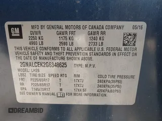 2016 Chevrolet Equinox LT with VIN 2GNALCEK2G6348625, listed as a IAAI auction lot 42090565 with 171,842 mi miles and . Bid and sale history available at carsss.com. Image 9.