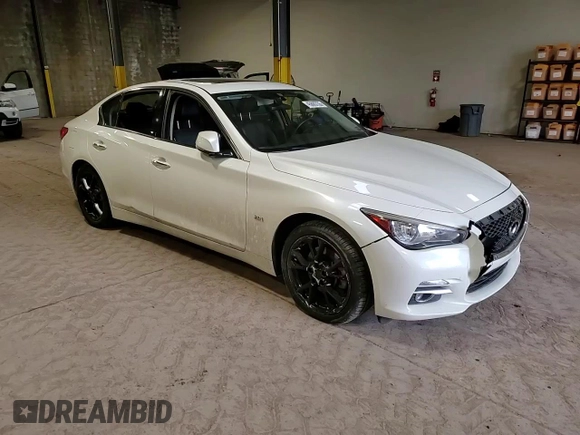 2017 Infiniti Q50 Premium with VIN JN1CV7AR2HM681323, listed as a Copart auction lot 45665735 with 107,082 mi miles and Salvage Title. Bid and sale history available at carsss.com. Image 14.