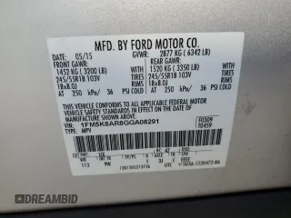 2016 Ford Utility Police Interceptor with VIN 1FM5K8AR8GGA08291, listed as a Copart auction lot 43563794 with 111,012 mi miles and Salvage Title. Bid and sale history available at carsss.com. Image 14.