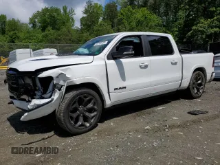 2021 Ram 1500 Limited with VIN 1C6SRFHT3MN652577, listed as a Copart auction lot 56768485 with 62,715 mi miles and Salvage title. Bid and sale history available at DreamBid. Image 1.