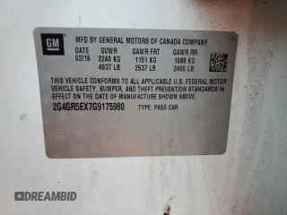 2016 Buick Regal Premium I with VIN 2G4GR5EX7G9175980, listed as a Copart auction lot 55817555 with 133,204 mi miles and Salvage title. Bid and sale history available at DreamBid. Image 12.