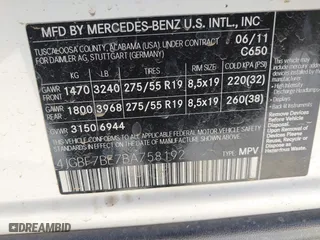 2011 Mercedes-Benz GL-Class GL 450 with VIN 4JGBF7BE7BA758192, listed as a IAAI auction lot 41815909 with 168,823 mi miles. Bid and sale history available at carsss.com. Image 9.