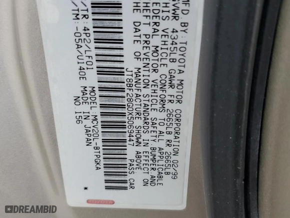 1999 Lexus ES 300 Luxury Sport Sdn with VIN JT8BF28G0X5069447, listed as a Copart auction lot 45074985 with 130,284 mi miles and Salvage Title. Bid and sale history available at carsss.com. Image 12.