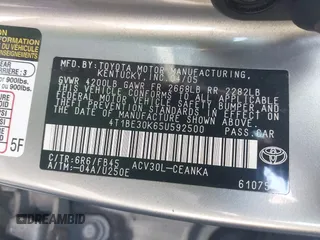 2005 Toyota Camry LE z VIN 4T1BE30K65U592500, wystawiony jako IAAI lot #42373718 z przebiegiem 189 054 mil mil oraz . Historia ofert i sprzedaży dostępna na DreamBid. Obrazek 9.
