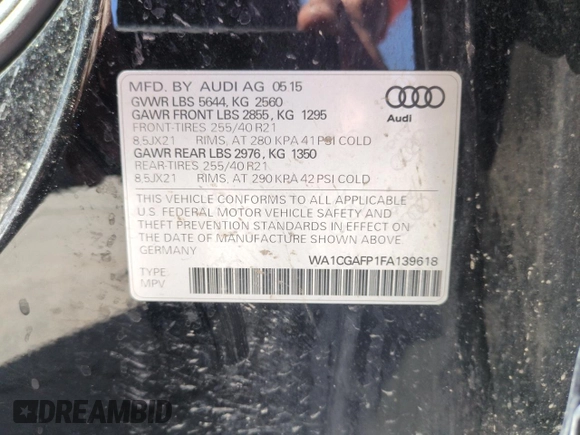 2015 Audi SQ5 Premium Plus z VIN WA1CGAFP1FA139618, wystawiony jako Copart lot #53522835 z przebiegiem 91 418 mil mil oraz Szkody całkowita. Historia ofert i sprzedaży dostępna na DreamBid. Obrazek 13.