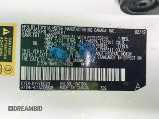 2013 Lexus RX 350 with VIN 2T2ZK1BA9DC114020, listed as a IAAI auction lot 41462097 with 213,284 mi miles and . Bid and sale history available at DreamBid. Image 9.