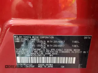 2016 Toyota RAV4 XLE с VIN JTMRFREV2GJ085118, выставлен на аукционе Copart как лот 60631645 с пробегом 166 075 миль миль и Списание • Salvage title. История ставок и продаж доступна на DreamBid. Изображение 13.