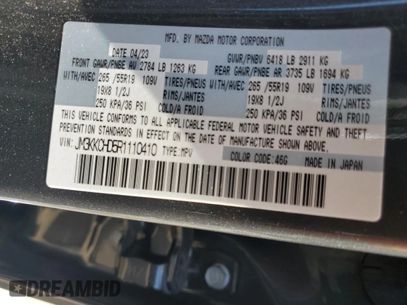 2024 Mazda CX-90 Preferred Plus z VIN JM3KKCHD5R1110410, wystawiony jako Copart lot #53745665 z przebiegiem 22 222 mil mil oraz Szkody całkowita. Historia ofert i sprzedaży dostępna na DreamBid. Obrazek 13.