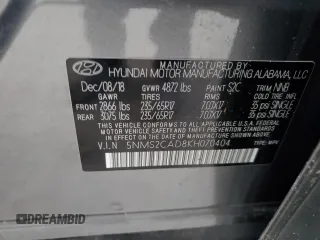 2019 Hyundai Santa Fe SE with VIN 5NMS2CAD8KH070404, listed as a Copart auction lot 46729285 with 0 mi miles and Non Repairable. Bid and sale history available at carsss.com. Image 14.
