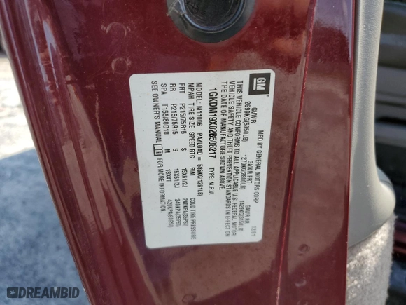 2002 GMC Safari Passenger with VIN 1GKDM19X02B508217, listed as a Copart auction lot 72266154 with NaN miles and Salvage Title. Bid and sale history available at carsss.com. Image 13.