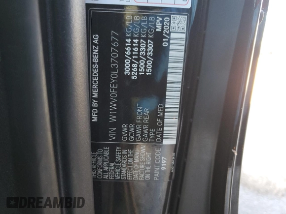 2020 Mercedes-Benz Metris with VIN W1WV0FEY0L3707677, listed as a Copart auction lot 88204725 with 29,945 mi miles and Salvage Title. Bid and sale history available at DreamBid. Image 14.