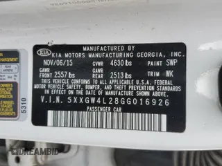 2016 Kia Optima SX Turbo with VIN 5XXGW4L28GG016926, listed as a Copart auction lot 51582135 with 69,646 mi miles and Salvage Title. Bid and sale history available at carsss.com. Image 12.